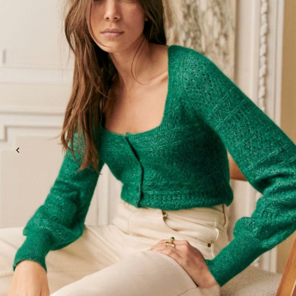 Sezane Gilet Esmee Top - Emerald (Small)
